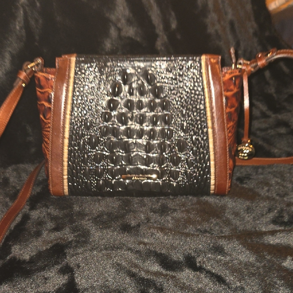 Brahmin HILLARY Crossbody Bag in Black and Brown with Elegant Design